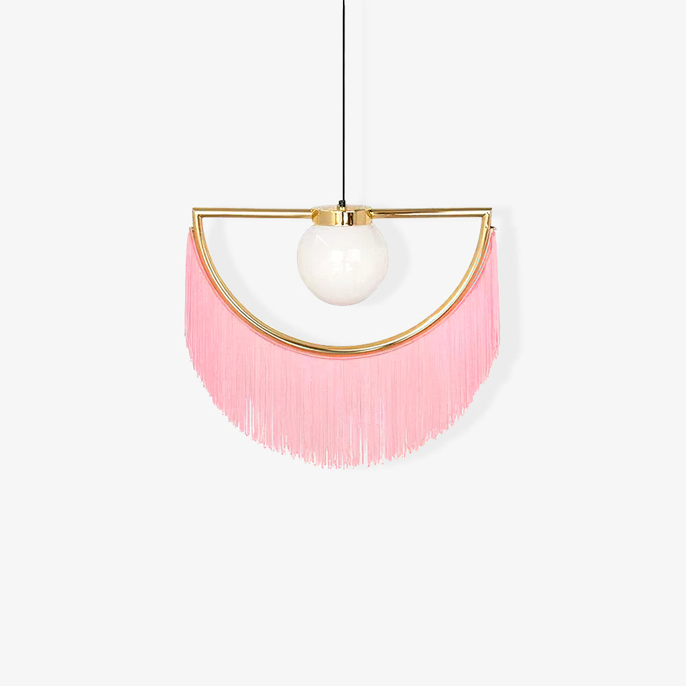 Solara Lampe suspendue en tissu à franges style globe rétro bohème - Neutralighting