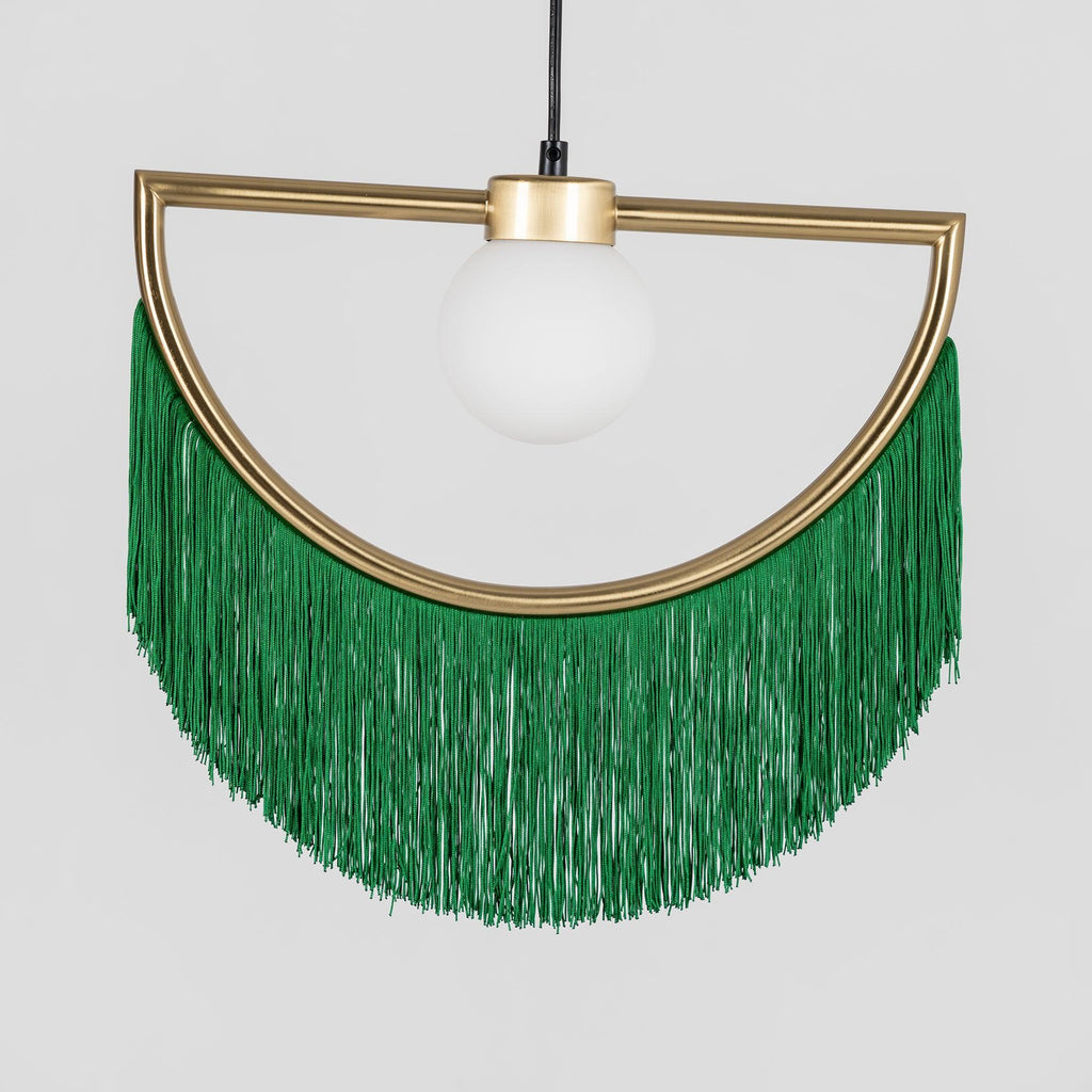 Solara Lampe suspendue en tissu à franges style globe rétro bohème - Neutralighting