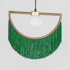 Solara Lampe suspendue en tissu à franges style globe rétro bohème - Neutralighting