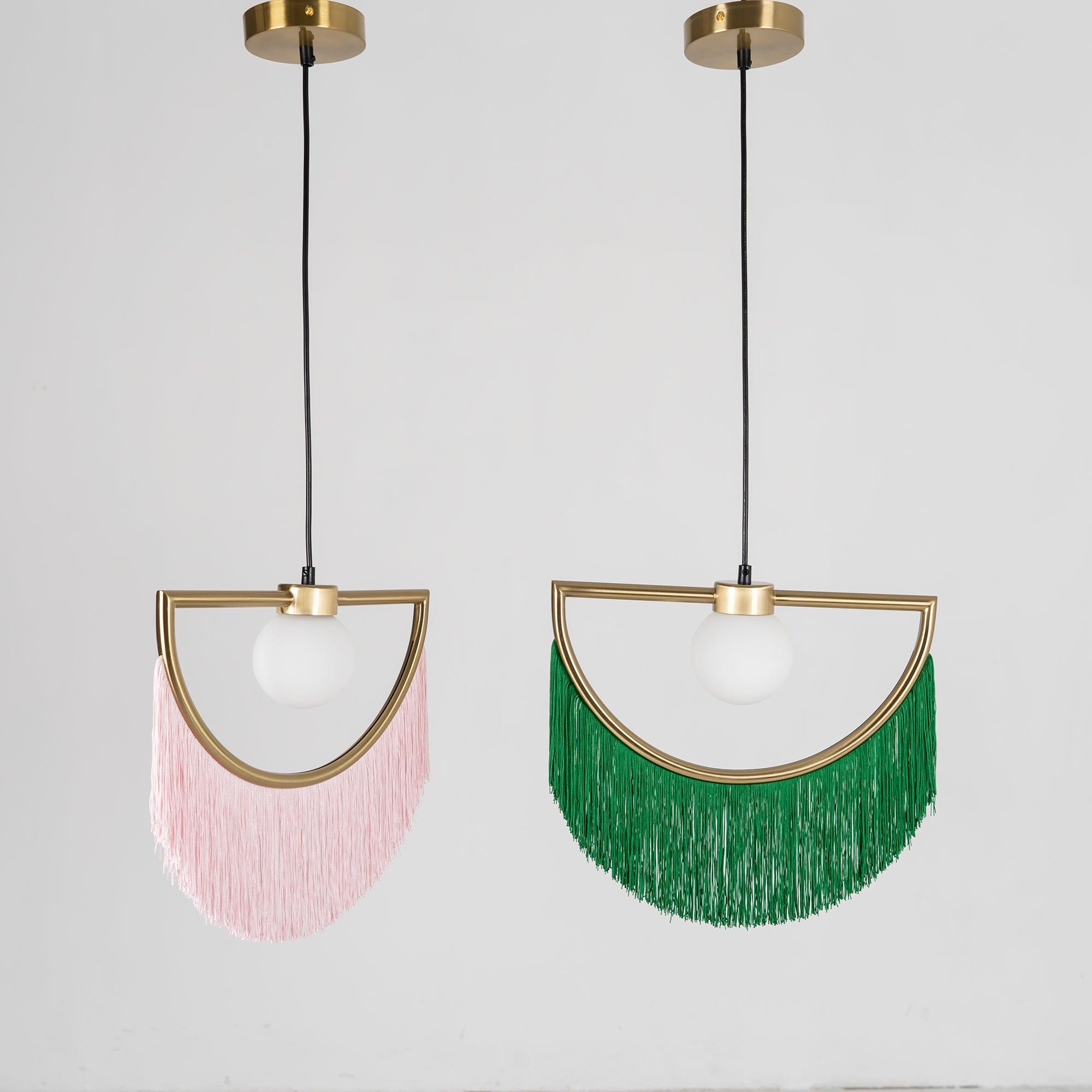 Solara Lampe suspendue en tissu à franges style globe rétro bohème - Neutralighting