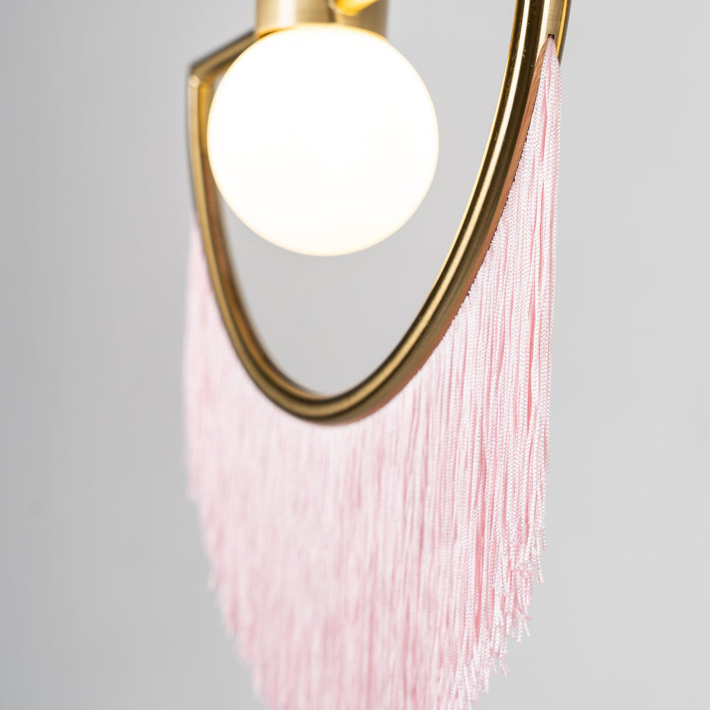 Solara Lampe suspendue en tissu à franges style globe rétro bohème - Neutralighting