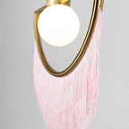 Solara Lampe suspendue en tissu à franges style globe rétro bohème - Neutralighting
