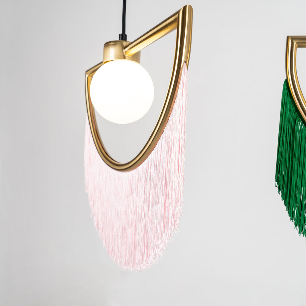 Solara Lampe suspendue en tissu à franges style globe rétro bohème - Neutralighting