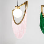 Solara Lampe suspendue en tissu à franges style globe rétro bohème - Neutralighting