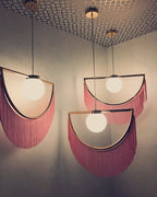 Solara Lampe suspendue en tissu à franges style globe rétro bohème - Neutralighting