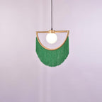 Solara Lampe suspendue en tissu à franges style globe rétro bohème - Neutralighting