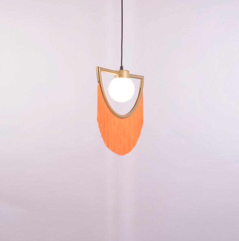 Solara Lampe suspendue en tissu à franges style globe rétro bohème - Neutralighting