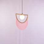 Solara Lampe suspendue en tissu à franges style globe rétro bohème - Neutralighting