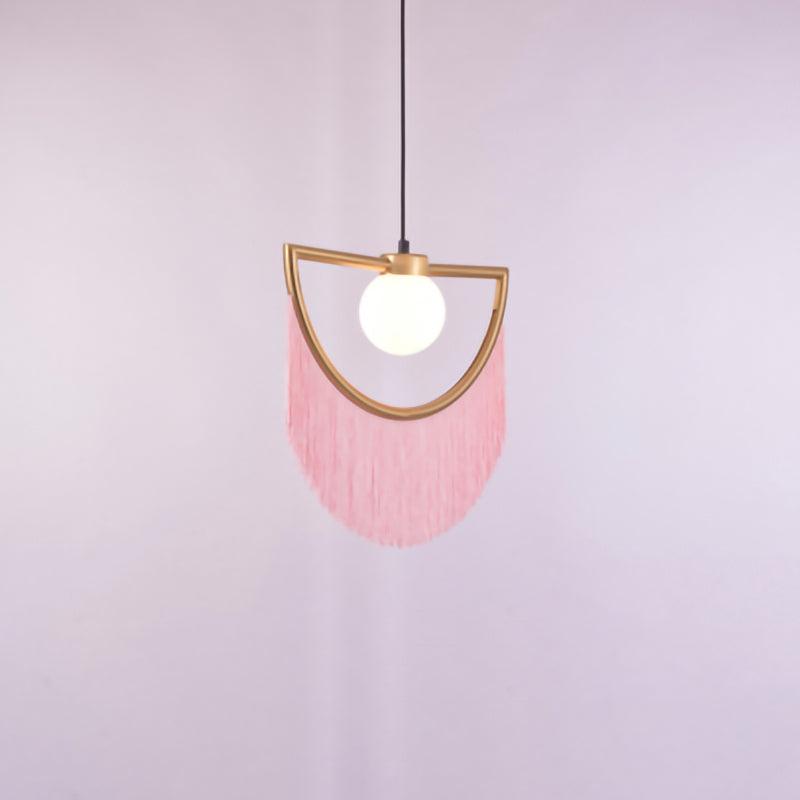 Solara Lampe suspendue en tissu à franges style globe rétro bohème - Neutralighting