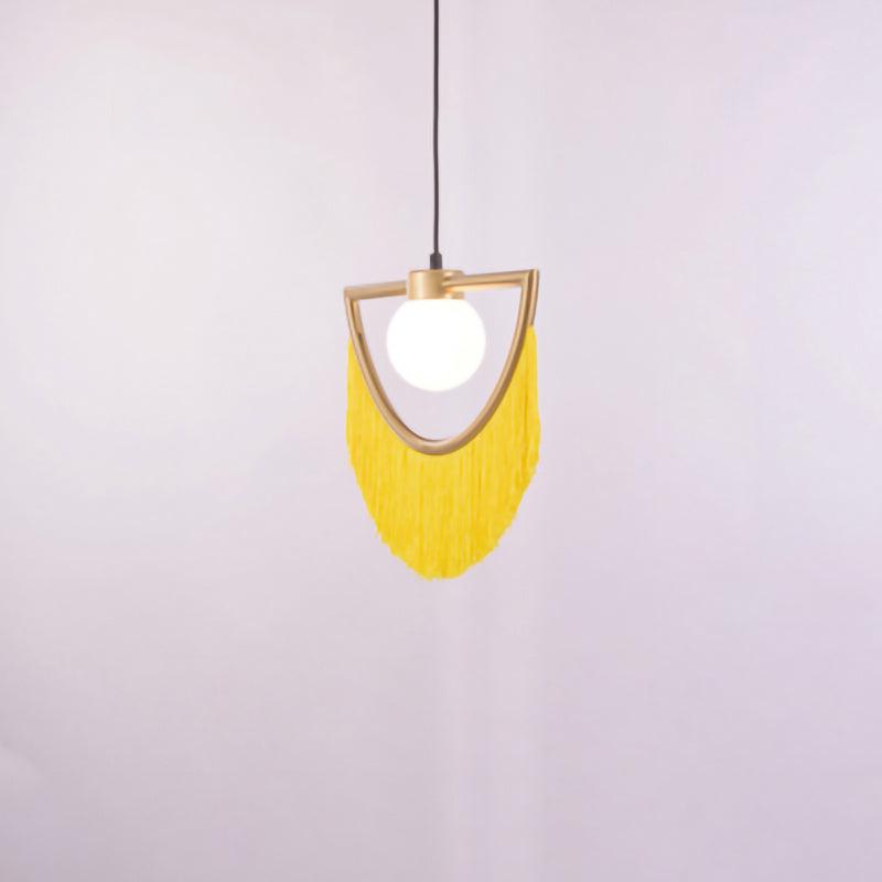 Solara Lampe suspendue en tissu à franges style globe rétro bohème - Neutralighting
