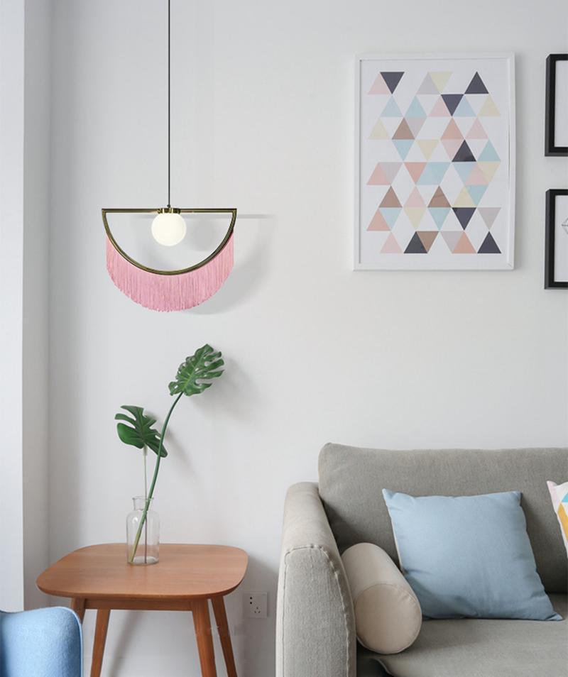 Solara Lampe suspendue en tissu à franges style globe rétro bohème - Neutralighting