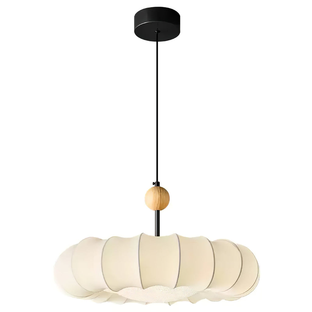Lyvina Lampe Pendante Traditionnelle en Bois Naturel et Tissu - Neutralighting
