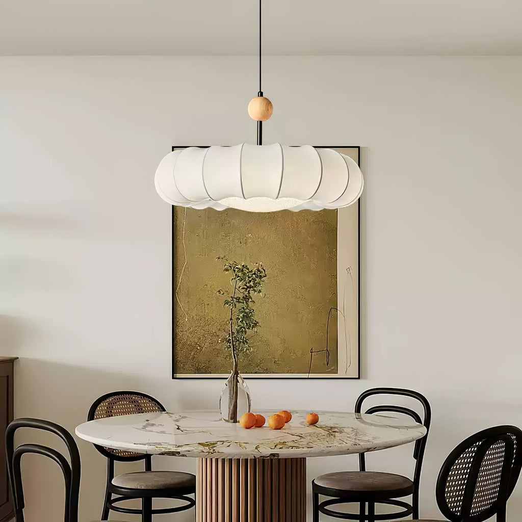 Lyvina Lampe Pendante Traditionnelle en Bois Naturel et Tissu - Neutralighting