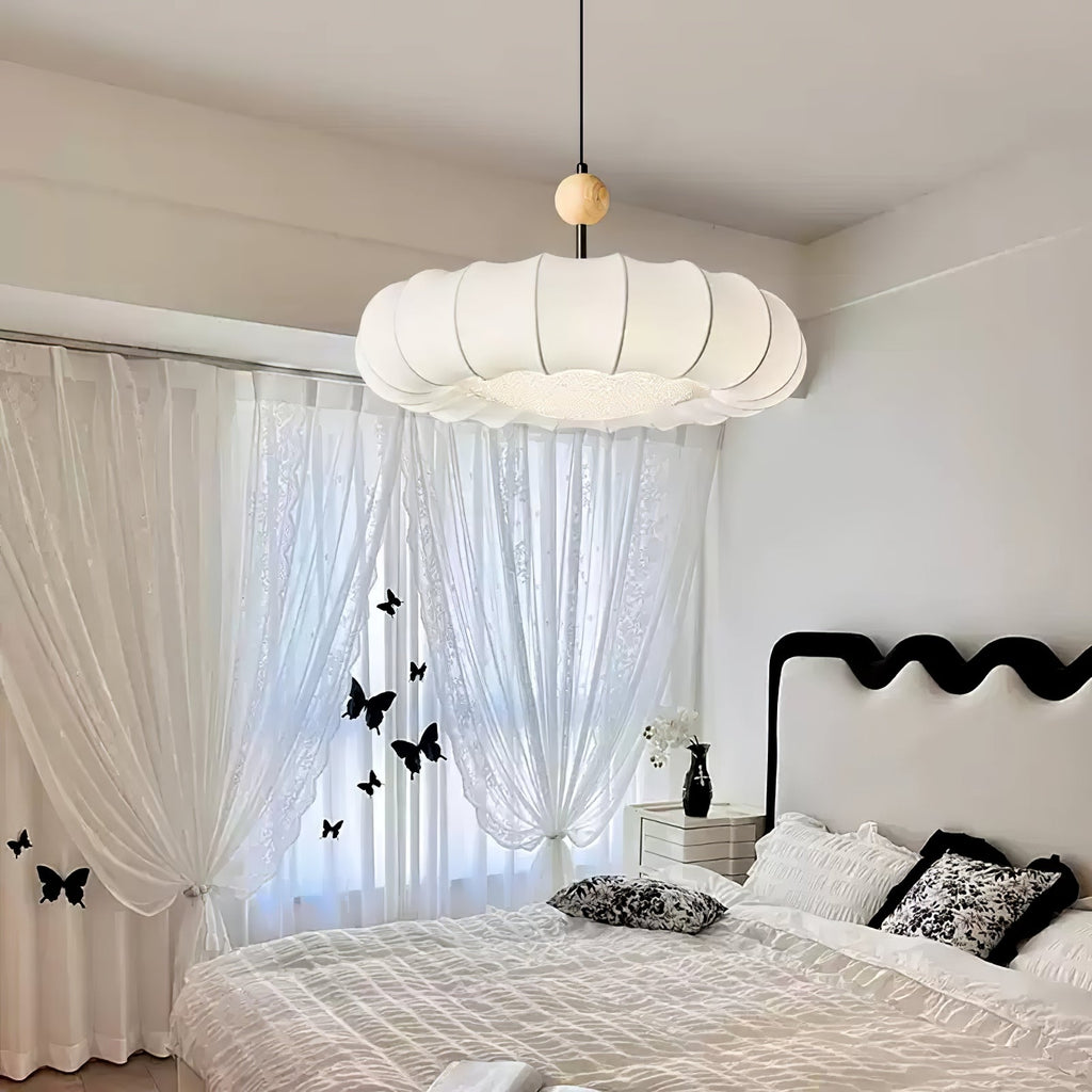 Lyvina Lampe Pendante Traditionnelle en Bois Naturel et Tissu - Neutralighting