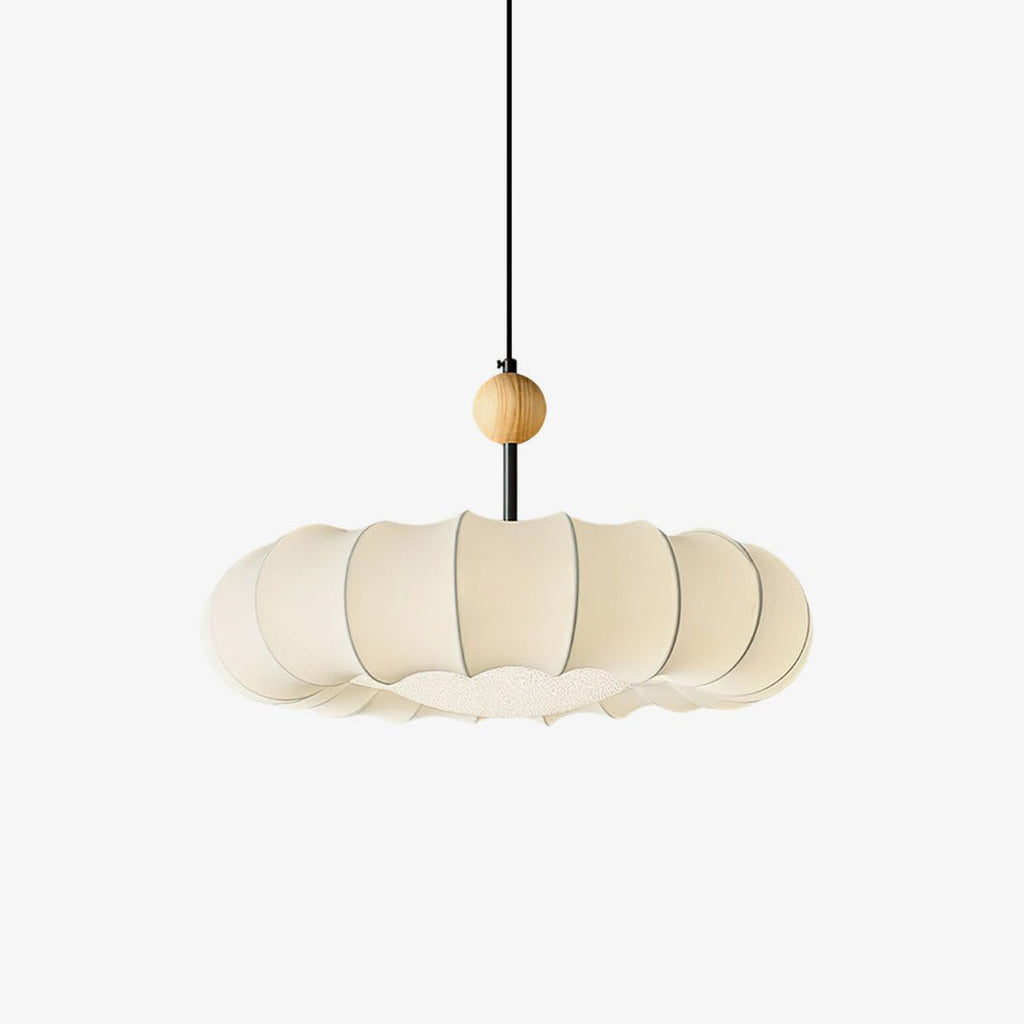 Lyvina Lampe Pendante Traditionnelle en Bois Naturel et Tissu - Neutralighting