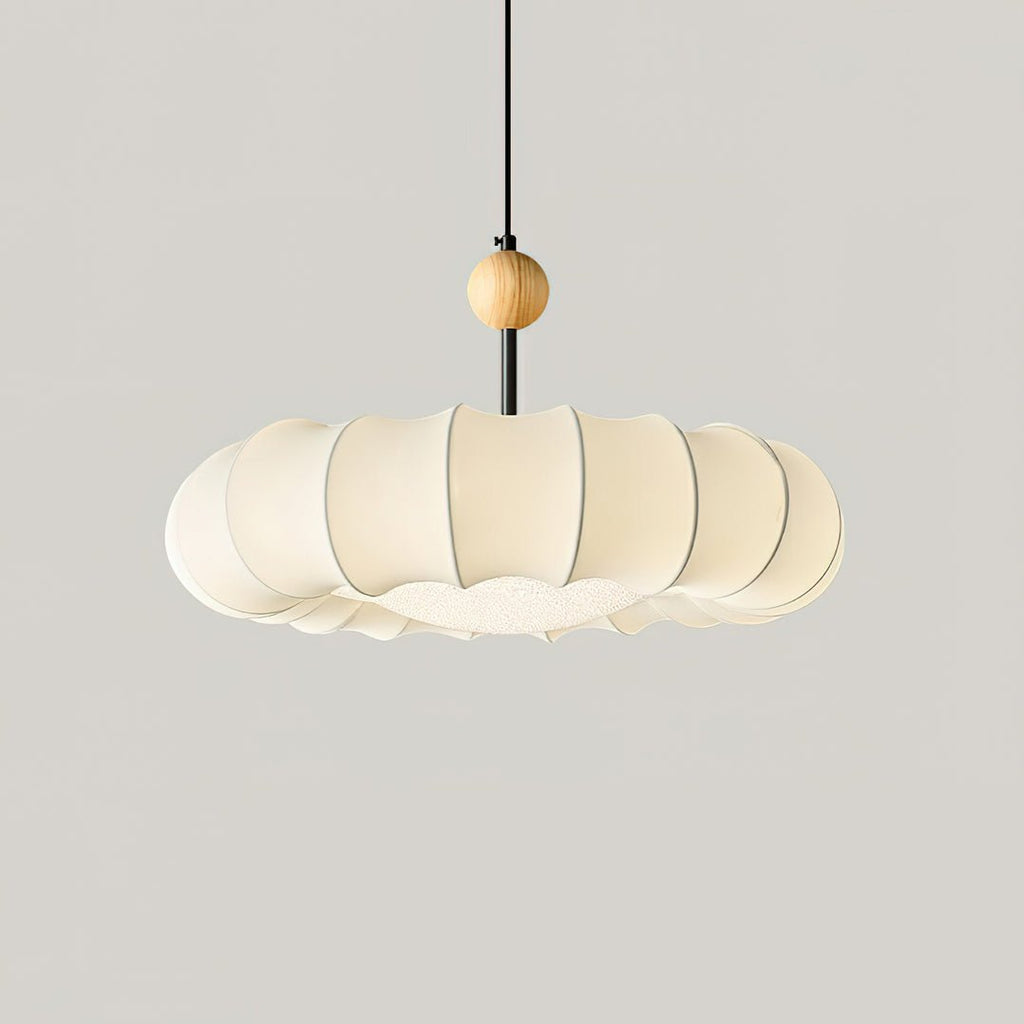 Lyvina Lampe Pendante Traditionnelle en Bois Naturel et Tissu - Neutralighting