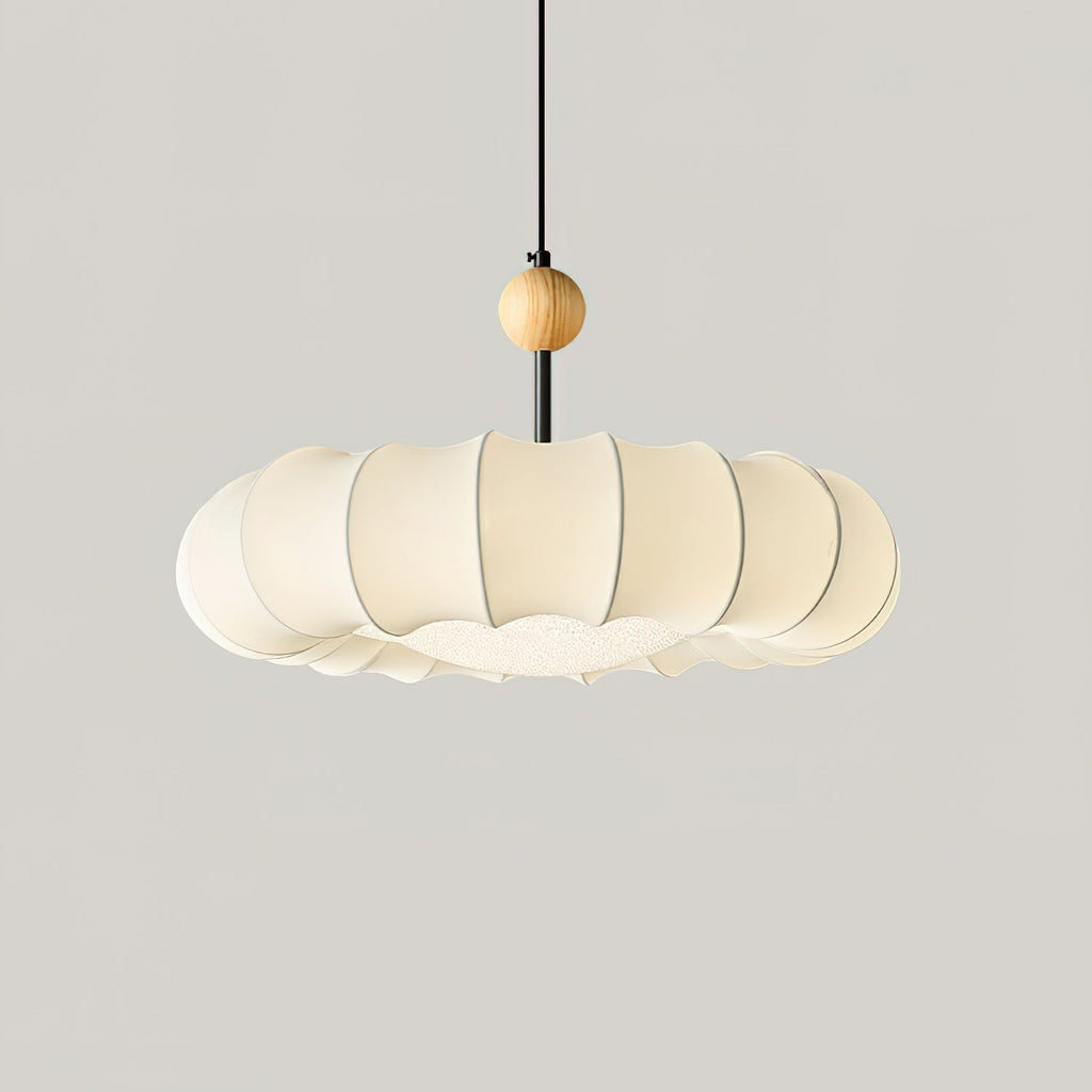Lyvina Lampe Pendante Traditionnelle en Bois Naturel et Tissu - Neutralighting