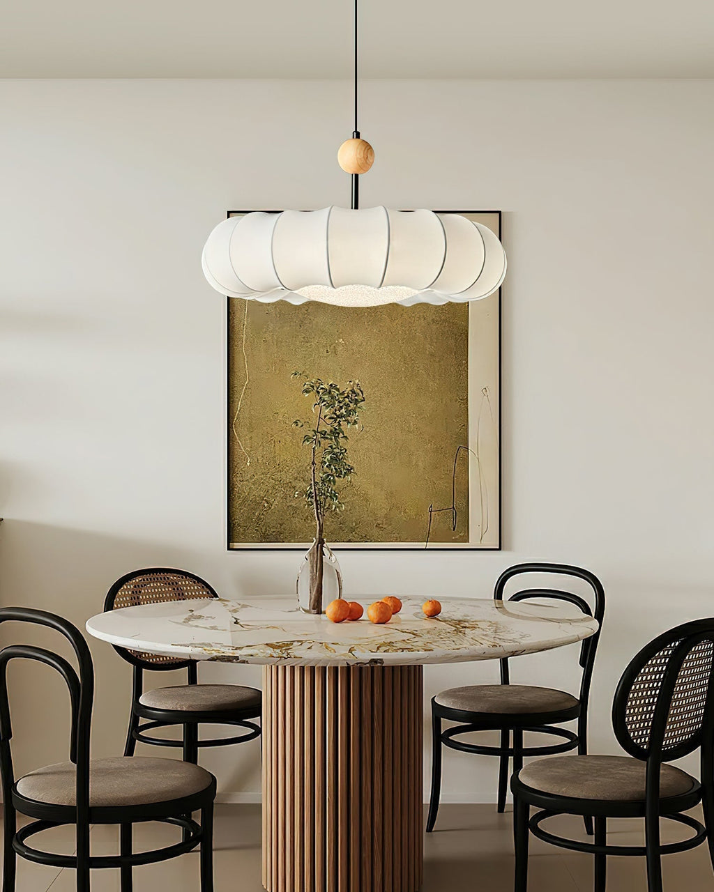 Lyvina Lampe Pendante Traditionnelle en Bois Naturel et Tissu - Neutralighting