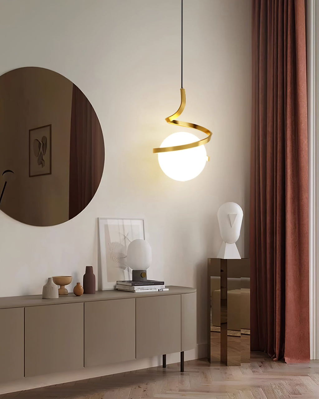 Lampe Suspendue en Fil de Fer et Spirale en Verre - Neutralighting