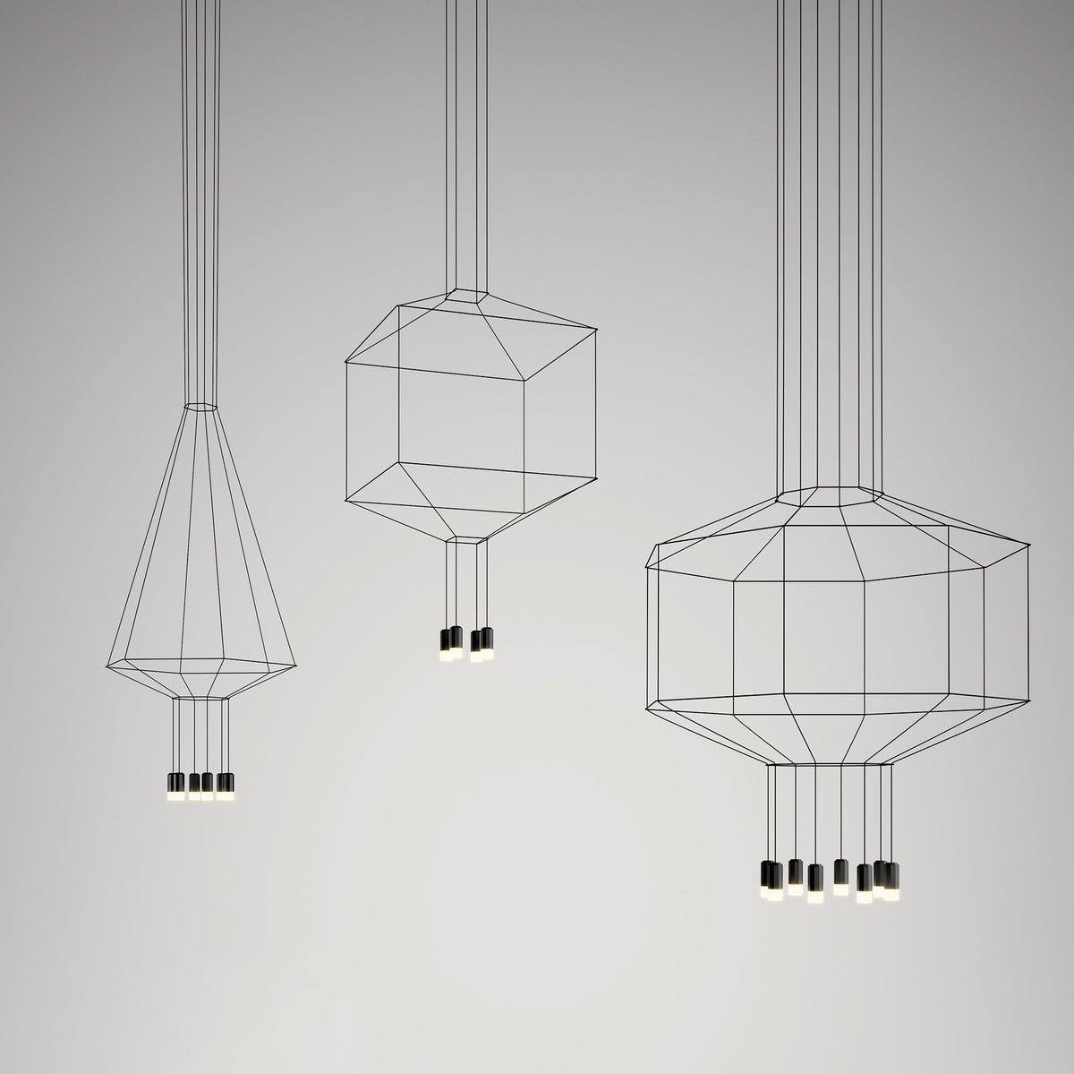 Lustra Lampe Pendante Géométrique en Fil Noir LED - Neutralighting