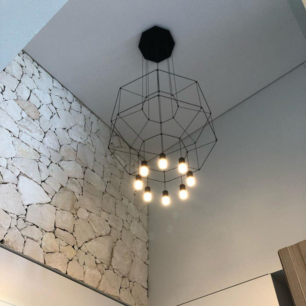 Lustra Lampe Pendante Géométrique en Fil Noir LED - Neutralighting
