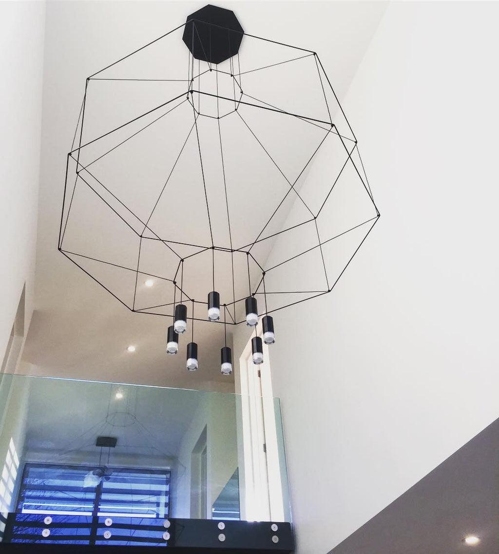Lustra Lampe Pendante Géométrique en Fil Noir LED - Neutralighting