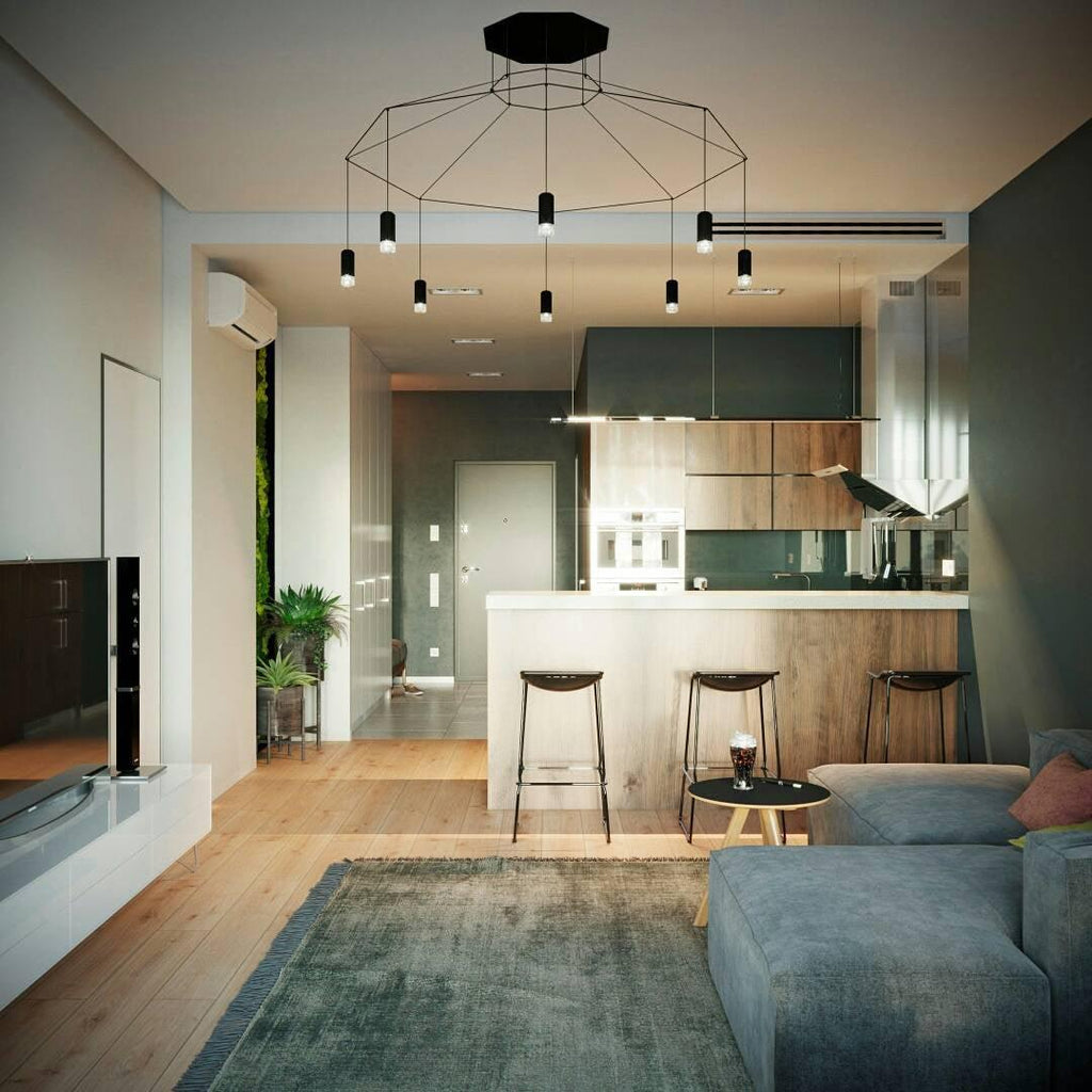 Lustra Lampe Pendante Géométrique en Fil Noir LED - Neutralighting