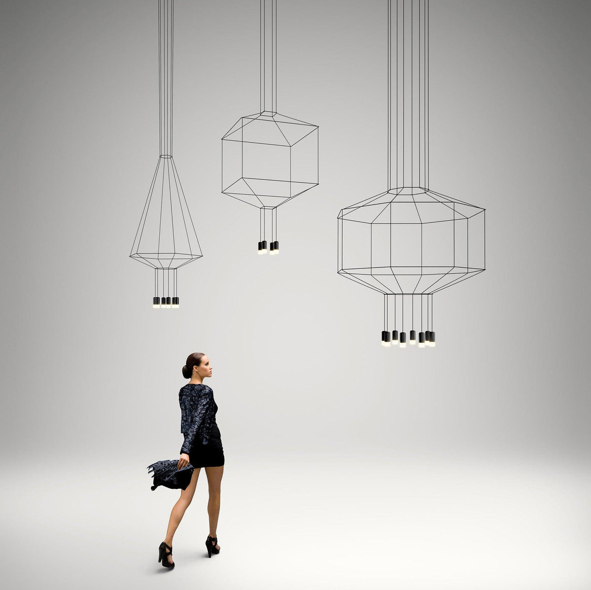 Lustra Lampe Pendante Géométrique en Fil Noir LED - Neutralighting