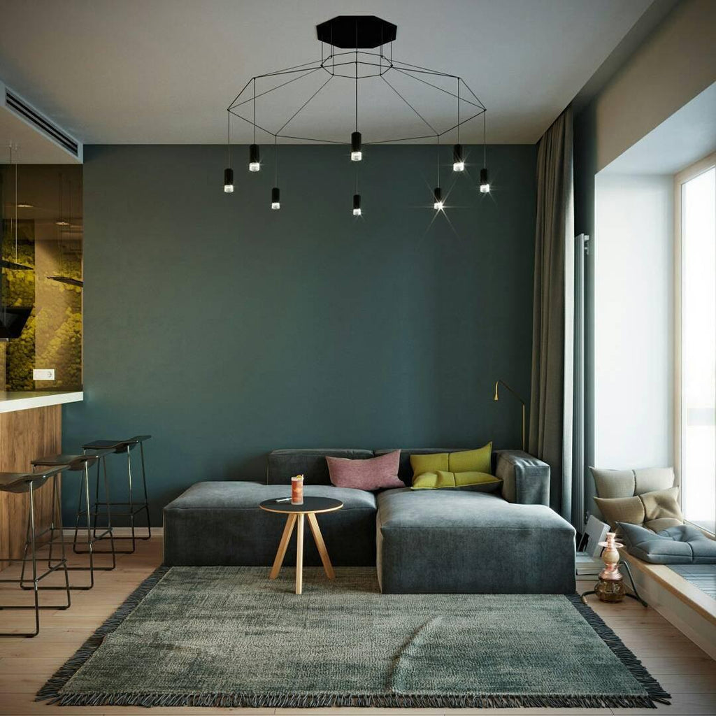 Lustra Lampe Pendante Géométrique en Fil Noir LED - Neutralighting