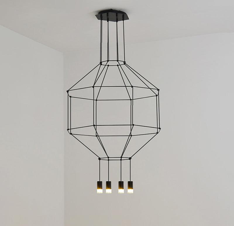 Lustra Lampe Pendante Géométrique en Fil Noir LED - Neutralighting