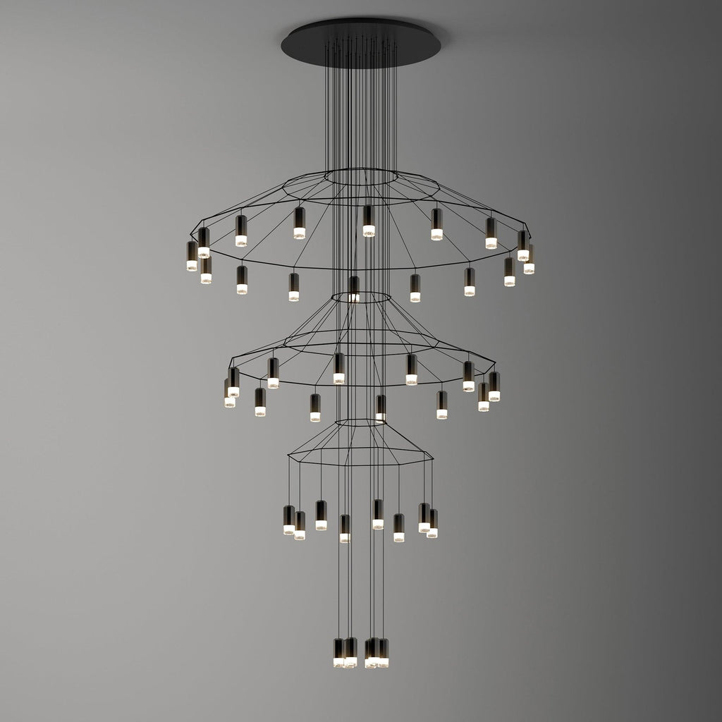 Lustra Chandelier Lignes Noir Structure Métallique LED - Neutralighting
