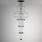 Lustra Chandelier Lignes Noir Structure Métallique LED - Neutralighting