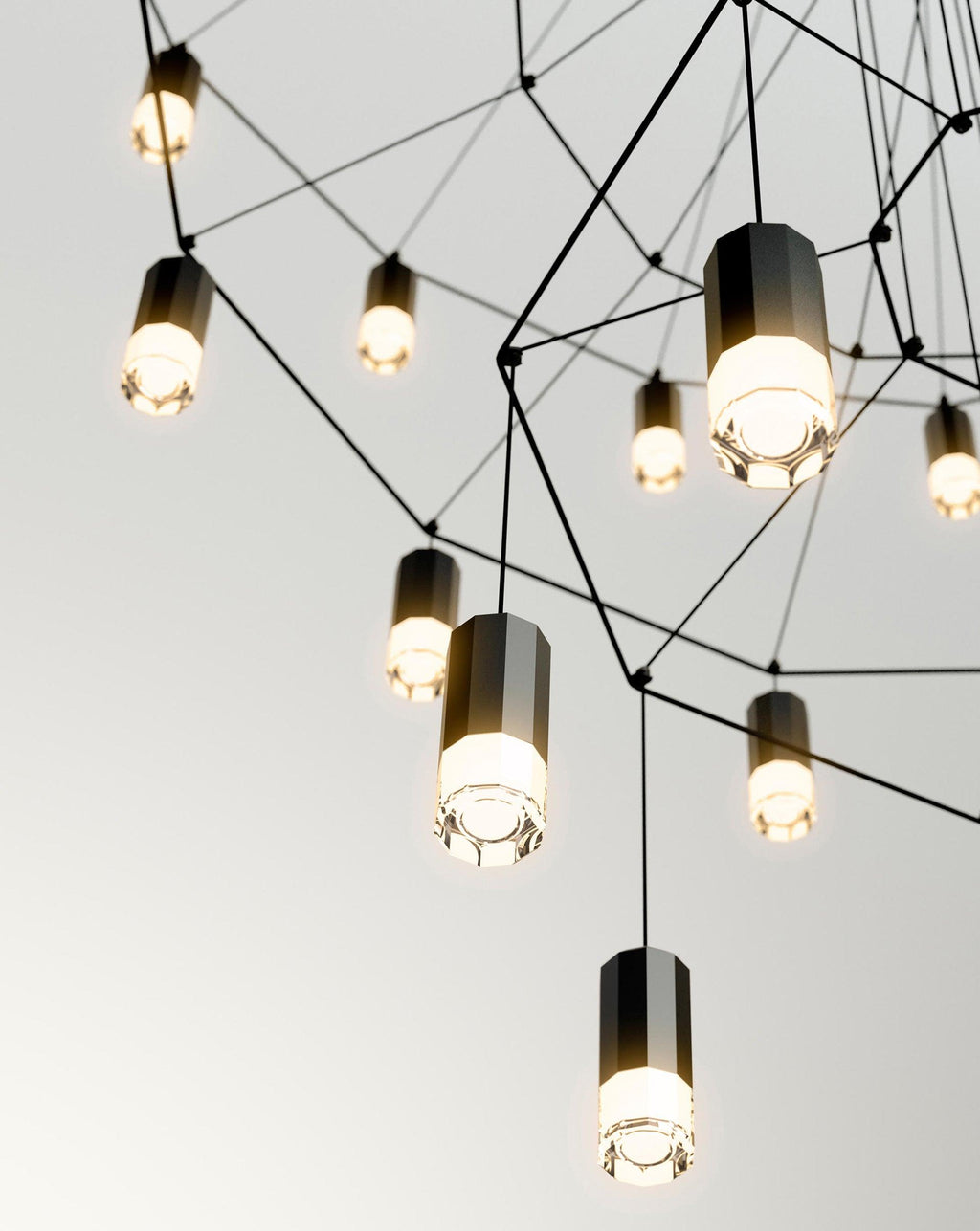 Lustra Chandelier Lignes Noir Structure Métallique LED - Neutralighting