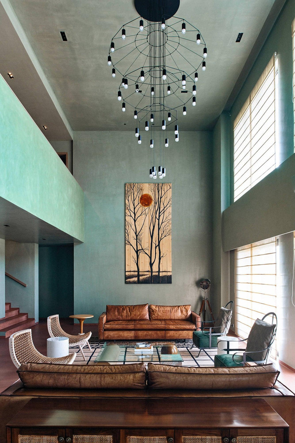 Lustra Chandelier Lignes Noir Structure Métallique LED - Neutralighting