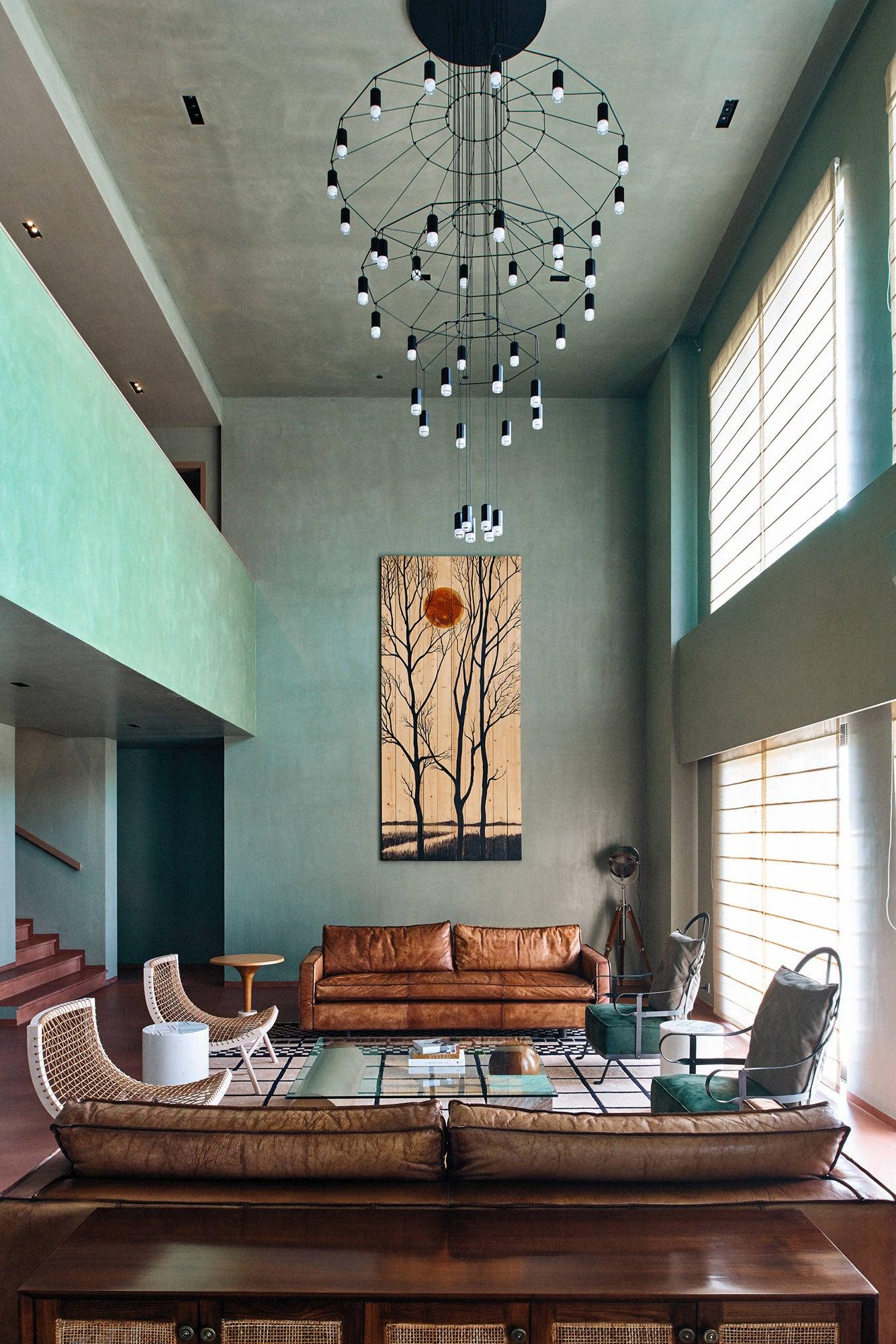 Lustra Chandelier Lignes Noir Structure Métallique LED - Neutralighting
