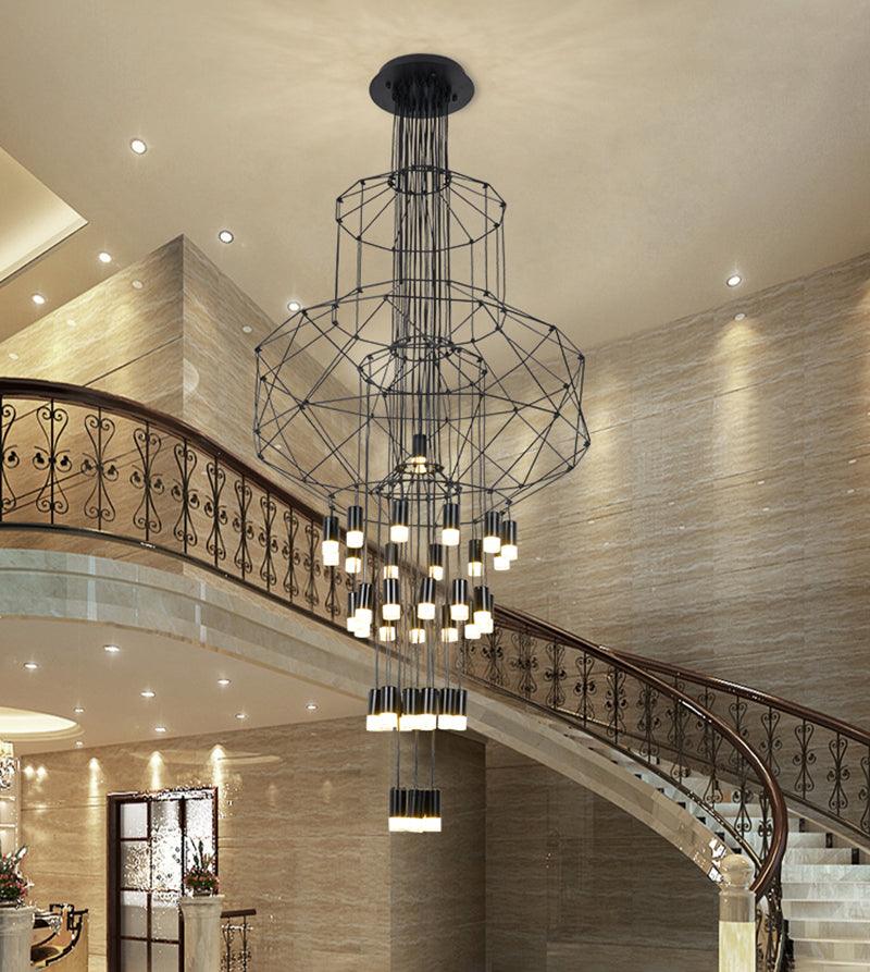 Lustra Chandelier Lignes Noir Structure Métallique LED - Neutralighting