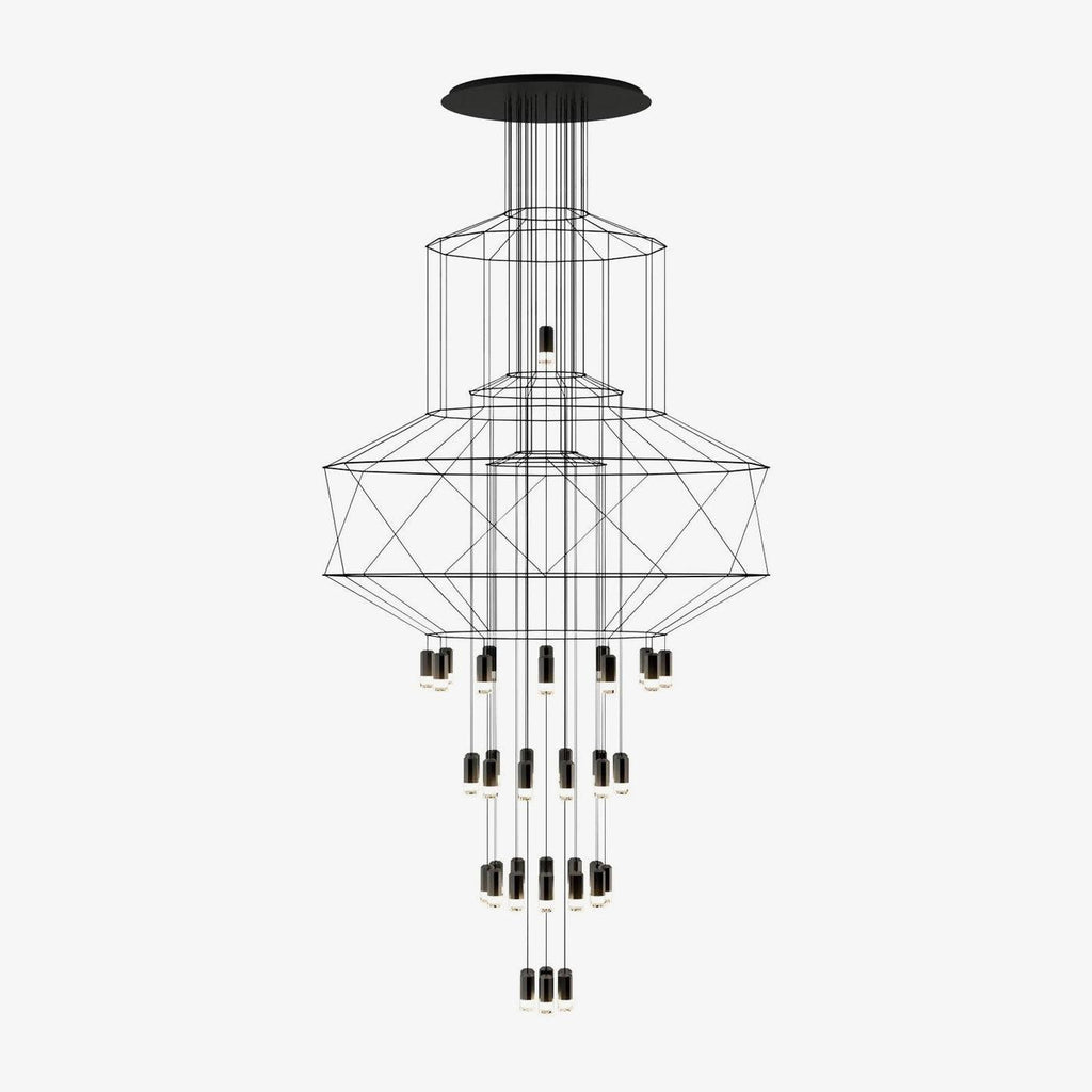 Lustra Chandelier Lignes Noir Structure Métallique LED - Neutralighting