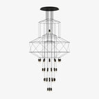 Lustra Chandelier Lignes Noir Structure Métallique LED - Neutralighting