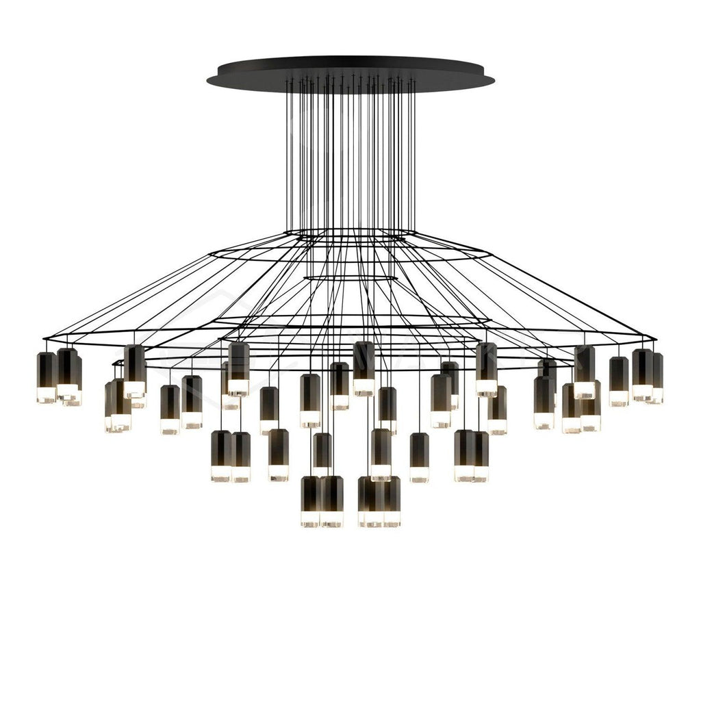 Lustra Chandelier Lignes Noir Structure Métallique LED - Neutralighting