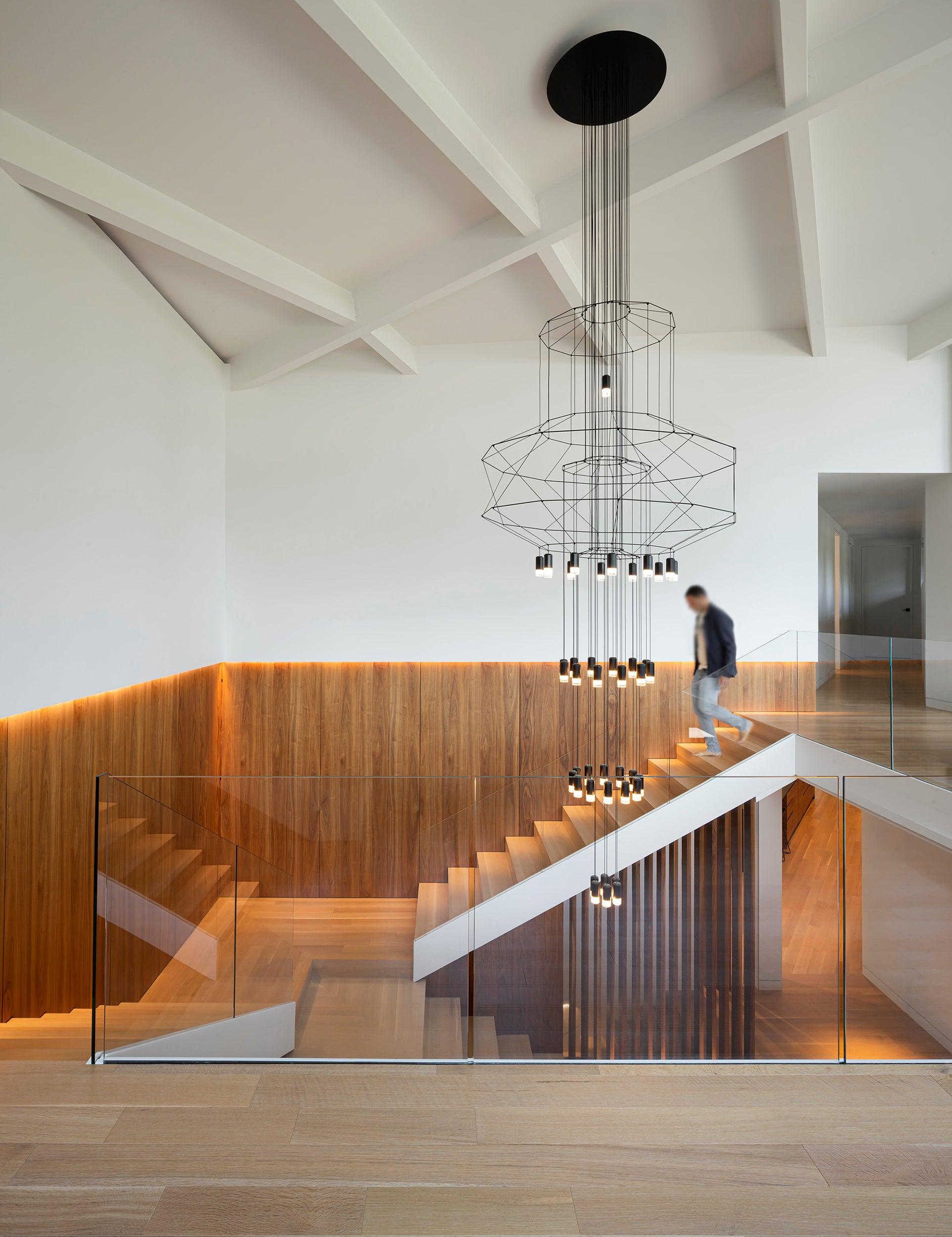 Lustra Chandelier Lignes Noir Structure Métallique LED - Neutralighting