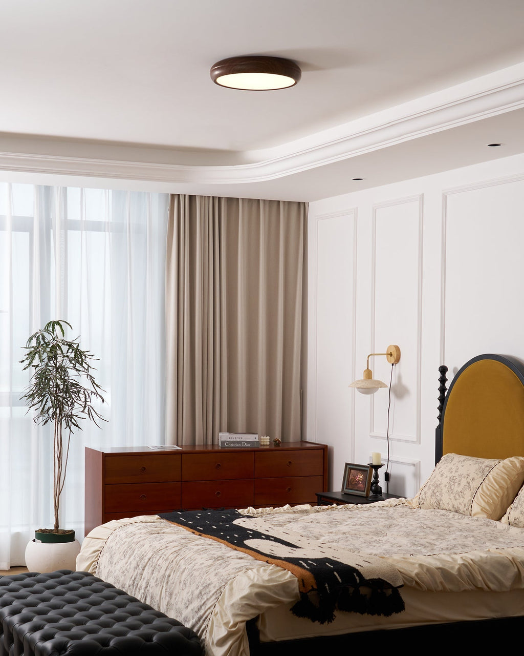 Solara Plafonnier rond en acrylique effet bois - Neutralighting
