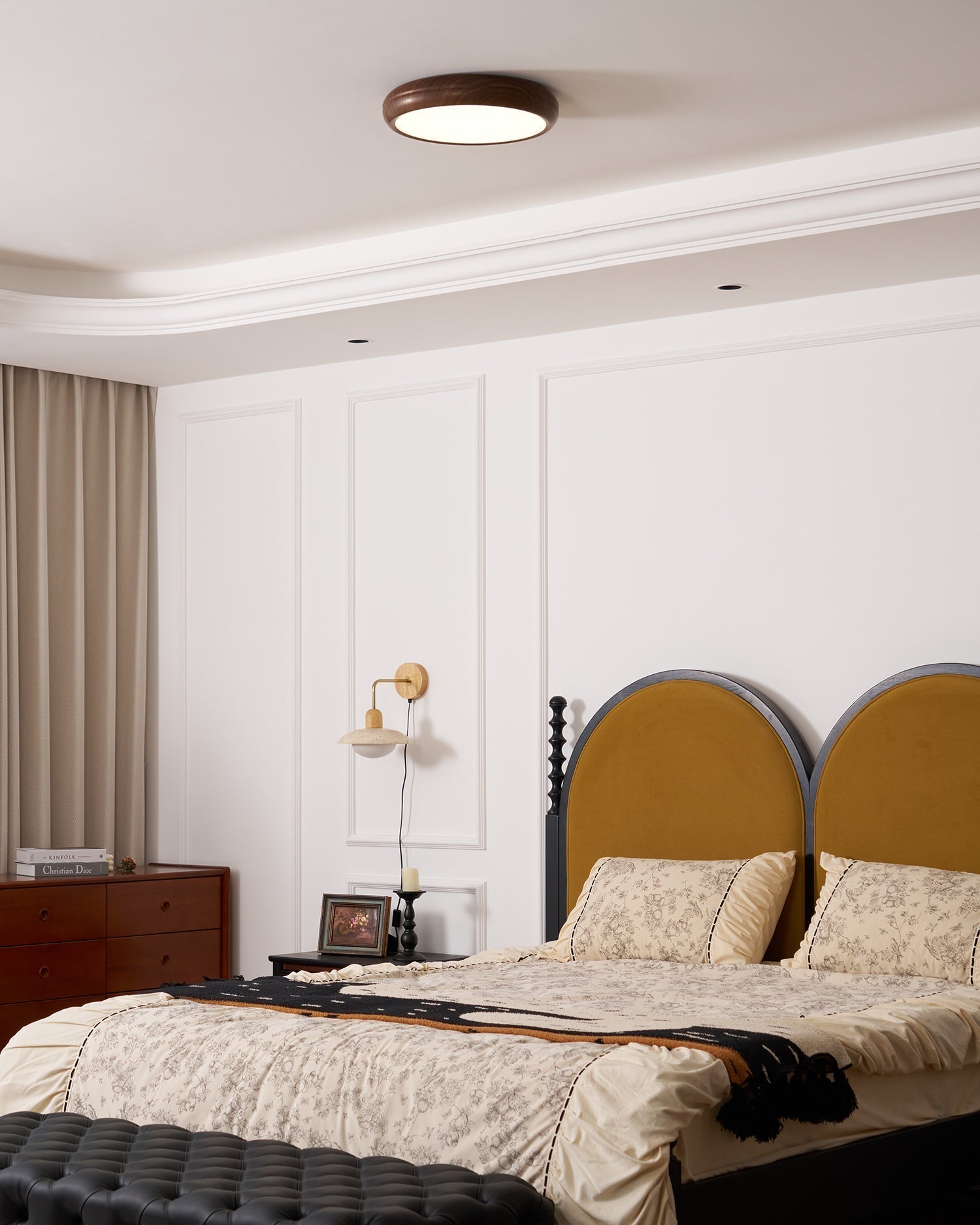 Solara Plafonnier rond en acrylique effet bois - Neutralighting