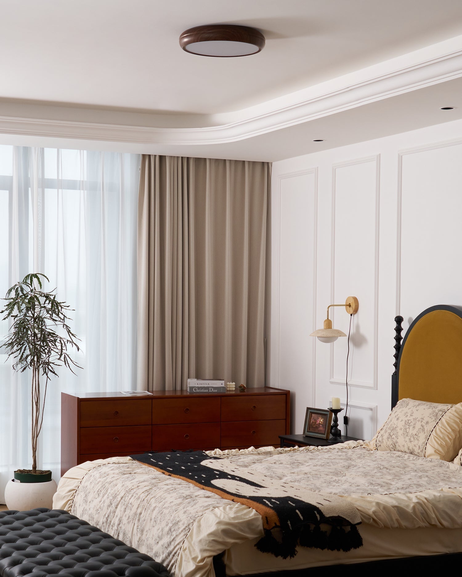 Solara Plafonnier rond en acrylique effet bois - Neutralighting
