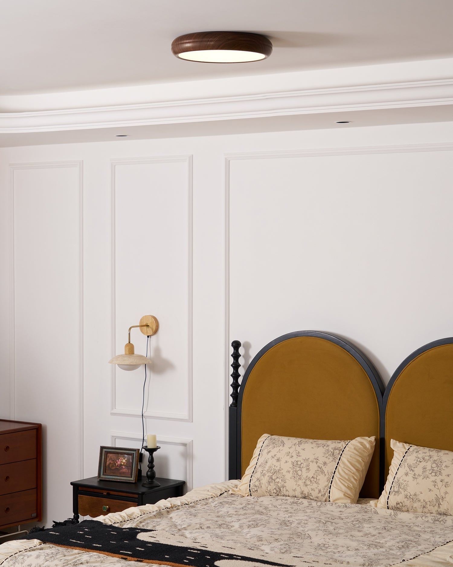 Solara Plafonnier rond en acrylique effet bois - Neutralighting