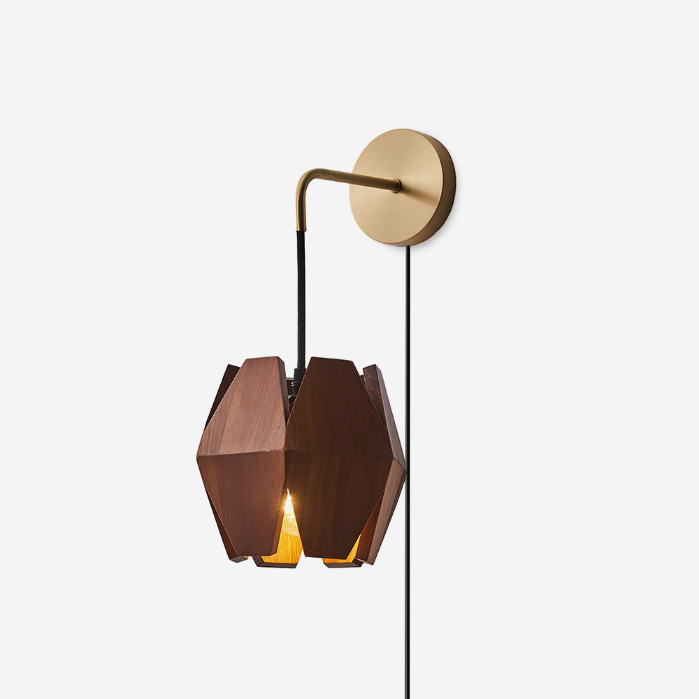 Applique Murale Corps Facetté Noyer Abat-jour Branchement Nordic - Neutralighting