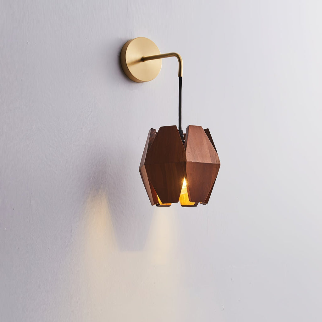 Applique Murale Corps Facetté Noyer Abat-jour Branchement Nordic - Neutralighting
