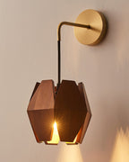 Applique Murale Corps Facetté Noyer Abat-jour Branchement Nordic - Neutralighting