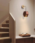 Applique Murale Corps Facetté Noyer Abat-jour Branchement Nordic - Neutralighting