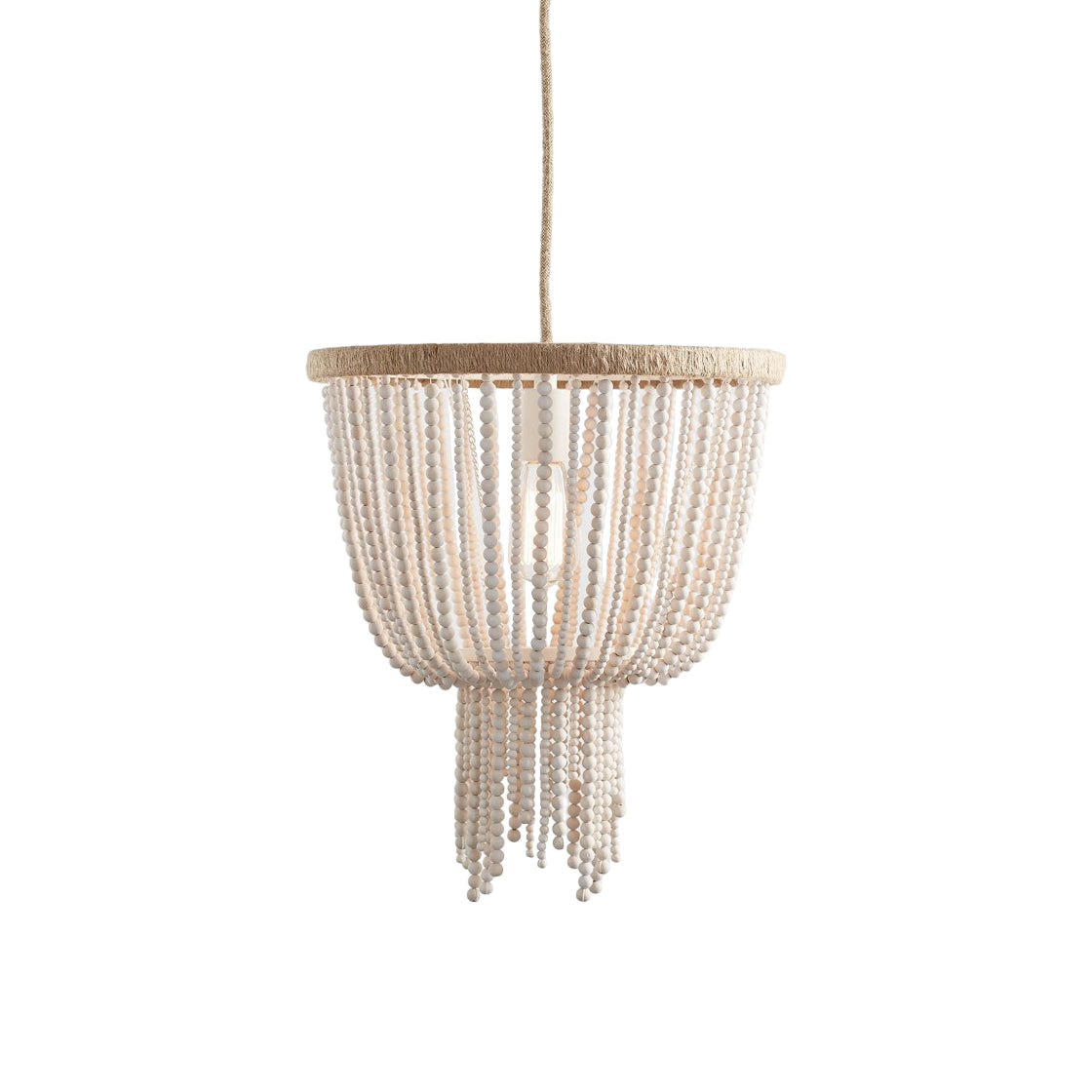 Himinuvyi Chandelier en Bois, Corde et Métal à Perles Moderne - Neutralighting