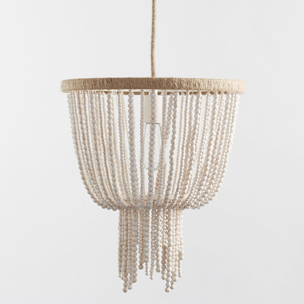Himinuvyi Chandelier en Bois, Corde et Métal à Perles Moderne - Neutralighting